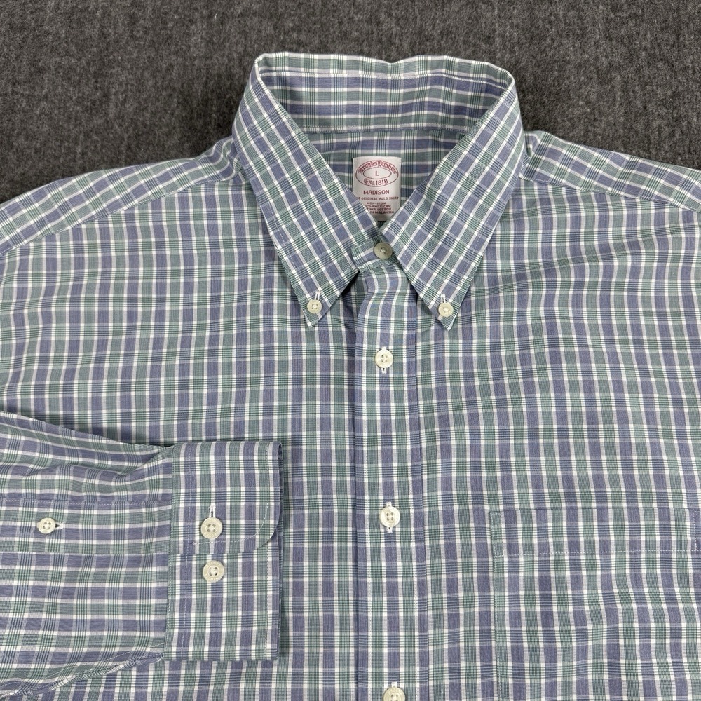 Brooks Brothers Men's L Madison Non Iron Supima Cotton Plaid Button Down Shirt